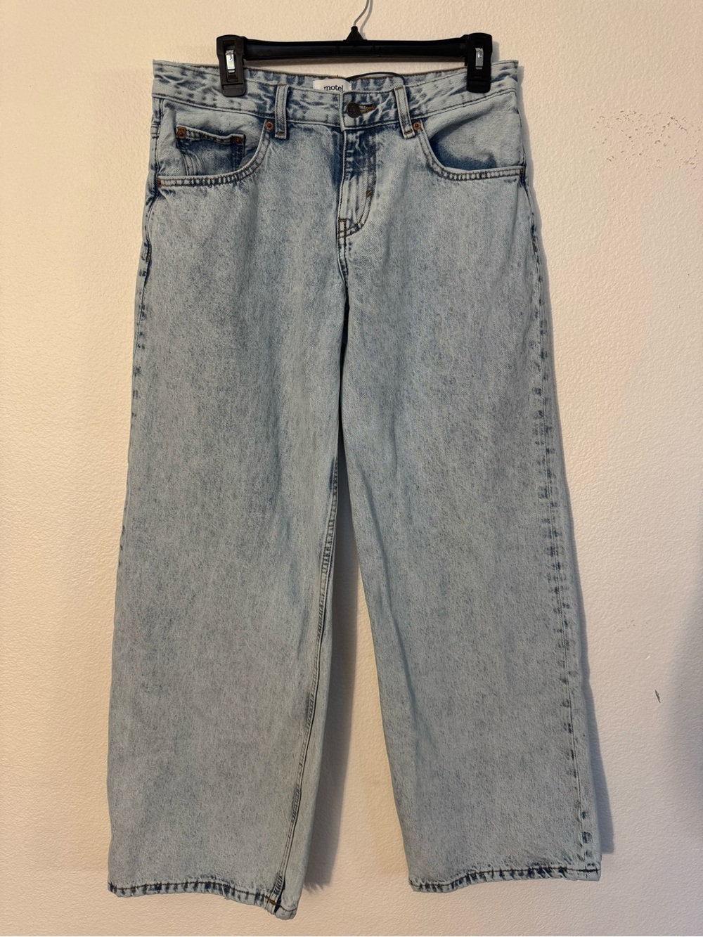 Motel Rocks Light Wash Relaxed Wide-Leg Jeans